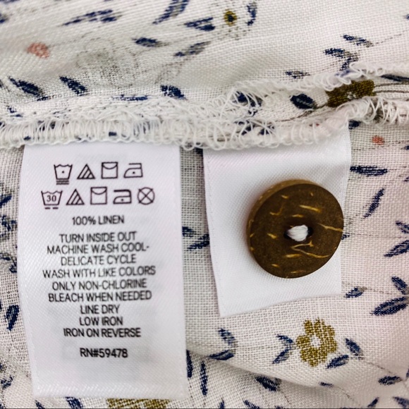 Cynthia Rowley 100% Linen Boho Floral Print Button-back Boxy Blouse Top - Picture 5 of 6